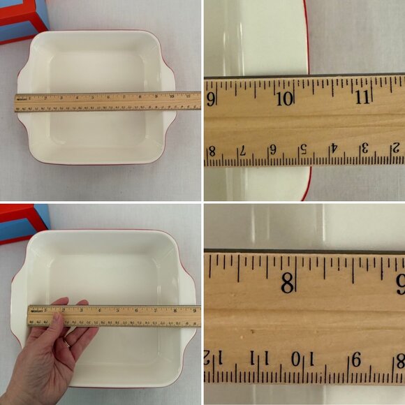 Round House 2 Quart Baking Dish Red Bow Ceramic Holiday Cottage Serveware - Picture 12 of 13